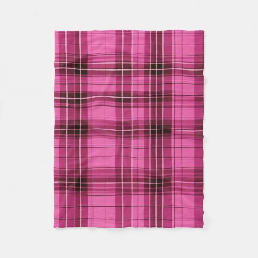 Roze Tartan Fleece Deken (Voorkant)