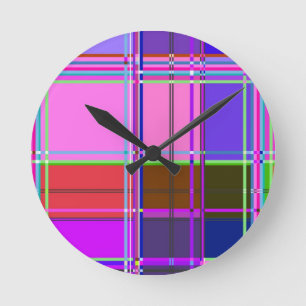 Roze tartan stof patroon stof Madras Ronde Klok