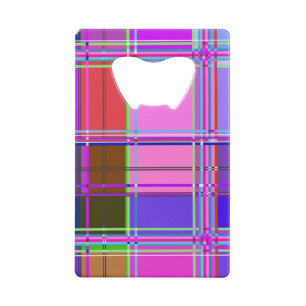 Roze tartan stofpatroon stof Madras Kredietkaart Flessenopener