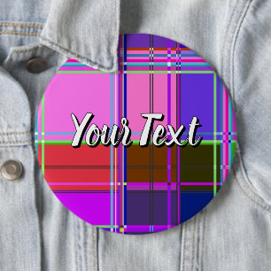Roze tartan stofpatroon stof Madras Ronde Button 6,0 Cm