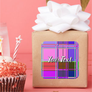 Roze tartan stofpatroon stof Madras Vierkante Sticker