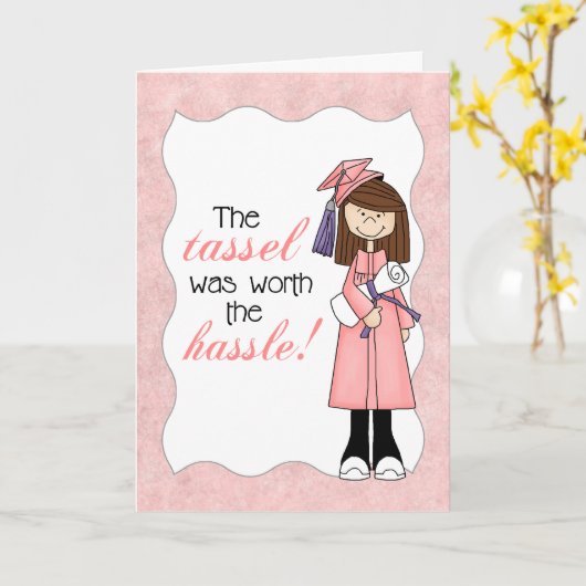 Roze Tassel was het Afstuderen van het Hassle-meis Kaart (Gele Bloem)