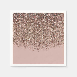 Roze Taupe Brons Goud Glitter Glam Feestje Servetten