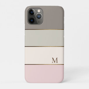 Roze Taupe Cream Gold Color Block Monogram iPhone 11 Pro Hoesje