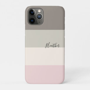 Roze Taupe Cream Kleurenblok Gepersonaliseerd iPhone 11 Pro Hoesje
