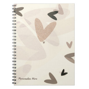 Roze & Taupe Harten Modern Chique Gepersonaliseerd Notitieboek