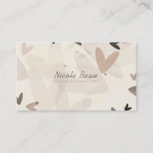 Roze & Taupe Harten Modern Chique Whimsy Visitekaartje