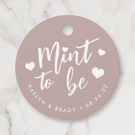 Roze Taupe | Mint om te personaliseren Trouwdag Bedankjes Labels (Voorkant)