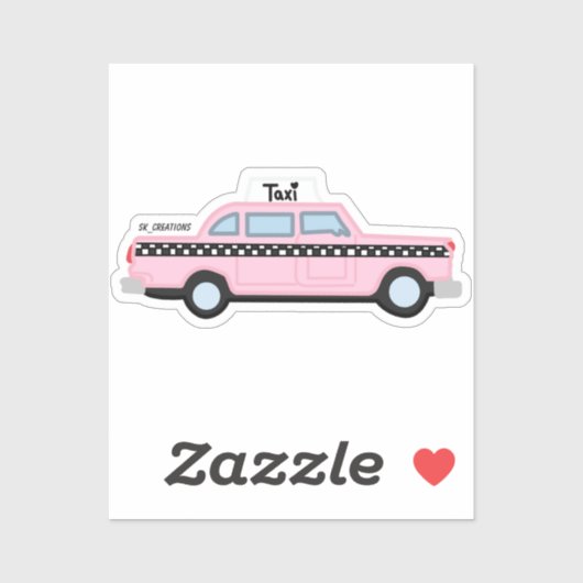 Roze Taxi Sticker (Vel)