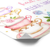 Roze Tea Party Birthday Favor Sign Poster (Hoek)