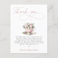Roze Tea Party Meisje Baby shower Bedankt