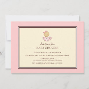 Roze teacup Baby Shower-uitnodigingen Kaart