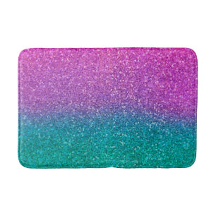Roze Teal Aqua Blauwe & Paarse Glitter Glanzend Badmat