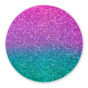 Roze Teal Aqua Blauwe & Paarse Glitter Keramische Knop