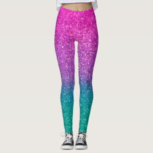 Roze Teal Aqua Blauwe & Paarse Glitter Leggings