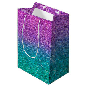 Roze Teal Aqua Blauwe & Paarse Glitter Medium Cadeauzakje
