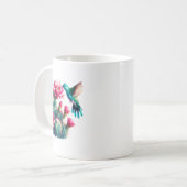 Roze Teal Aqua Cactus Bloem Kolibrie Voor Vrouwen  Koffiemok (Voorkant links)
