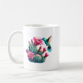 Roze Teal Aqua Cactus Bloem Kolibrie Voor Vrouwen  Koffiemok (Links)