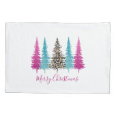 Roze Teal Glam Kerstmis Kussensloop (Achterkant)