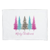 Roze Teal Glam Kerstmis Kussensloop (Voorkant)