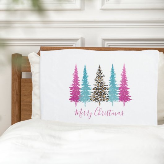 Roze Teal Glam Kerstmis Kussensloop