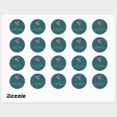 Roze Teal Groene Bloemen Boho Aangepaste Bruidsdou Ronde Sticker (Vel)