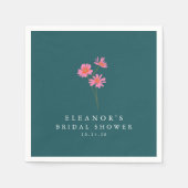 Roze Teal Groene Bloemen Boho Aangepaste Bruidsont Servet (Voorkant)