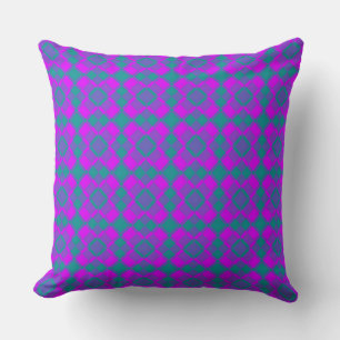 Roze Teal Paarse Geruite Argyle Patroon Kussen