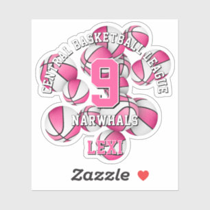 Roze Team Kleuren Basketballen Cluster Team Naam Sticker