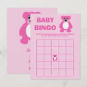 Roze Teddy Bear Baby shower Bingo Spel Kaarten (Voorkant / Achterkant)