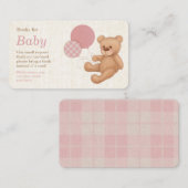 Roze Teddy Bear Baby shower Book Request Informatiekaartje (Voorkant / Achterkant)