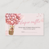 Roze Teddy Bear Balloon Baby shower Luier Raffle Informatiekaartje (Voorkant)