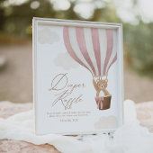 Roze Teddy Bear Balloon Baby shower Luier Raffle Poster