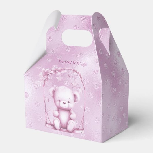 Roze Teddy Bear Favor Box Bedankdoosjes (Achterkant)