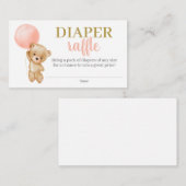 Roze Teddy Bear Girl Diaper Raffle Enclosure Card Informatiekaartje (Voorkant / Achterkant)