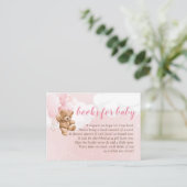 Roze Teddy Bear met Balloons Boeken voor Baby Informatiekaartje (Staand voorkant)