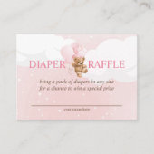 Roze Teddy Bear met Balloons Dappere Raffle Card Informatiekaartje (Voorkant)