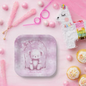 Roze Teddy Bear Papier Bord (Feest)