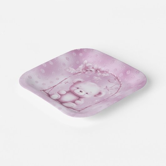 Roze Teddy Bear Papier Bord (Gebogen)