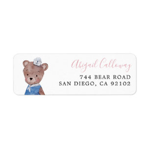 Roze Teddy Bear Return Label