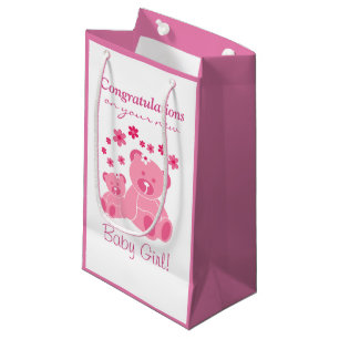 Roze teddy bears Cute Baby Girl Congrants Klein Cadeauzakje