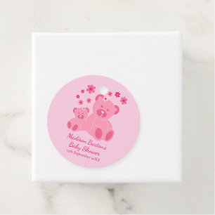 Roze Teddy Bears Schattig Meisje Baby shower Bedankjes Labels
