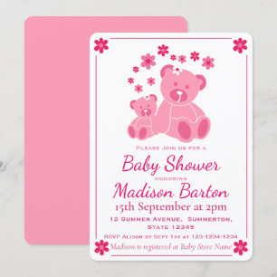 Roze Teddy Bears Schattig Meisje Baby shower Kaart
