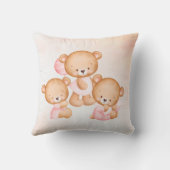 Roze teddy draagt gepersonaliseerde meisjes naam b kussen (Achterkant)