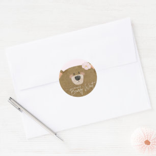 Roze Teddy We kunnen Barly Wachten Meisje Baby sho Ronde Sticker