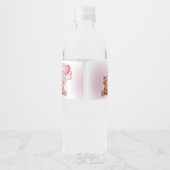 Roze Teddybeer 1e Verjaardag Water Fles Label Waterfles Etiket (Achterkant)