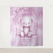 Roze teddybeer achtergrond wandkleed (Voorkant)