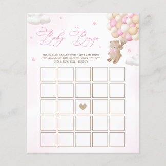 Roze Teddybeer Baby Shower Bingo Spel