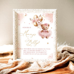 Roze teddybeer ballonnen Hoe groot is mama's buik Poster