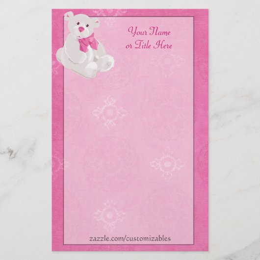 Roze teddybeer Briefpapier (Voorkant)